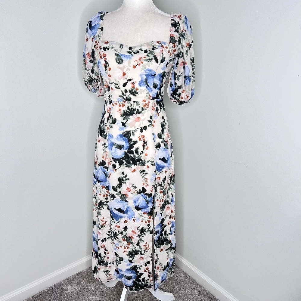 Abercrombie and Fitch Camille Puff Sleeve Midi Dress XS T - Picture 3 of 7